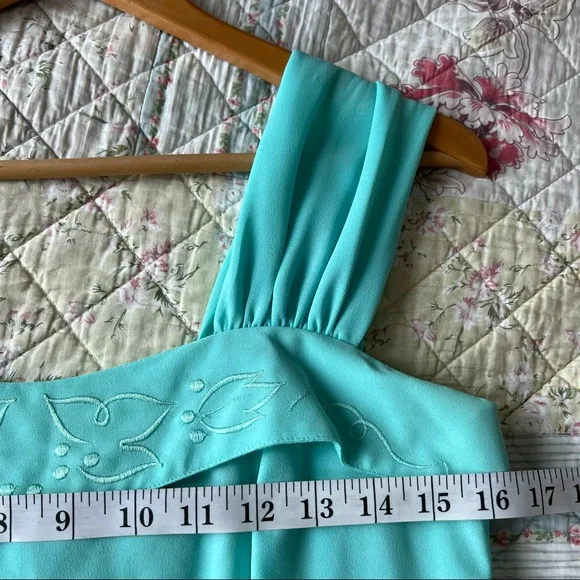 Vintage Tricoville London Blue Midi Dress Size 6 Sleveless Turquoise - Picture 9 of 16